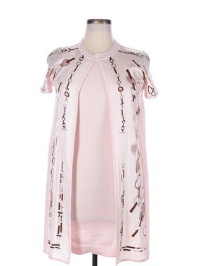 Hermes Cashmere Pink & Brown Chain-Print Mini Cocktail Dress 100% Cashmere NWT